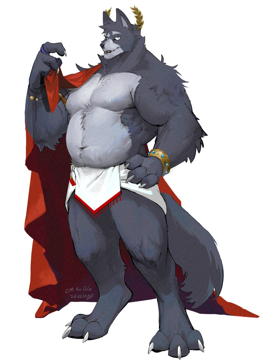 1boy, absurdres, adastra, amicus, animal_ears, bara, barefoot, belly