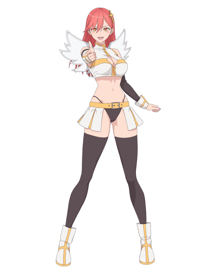 1girl, 2.5_jigen_no_ririsa, anime_coloring, ariel_(2.5_jigen_no_ririsa), black_thighhighs, blue_eyes, blush, boots