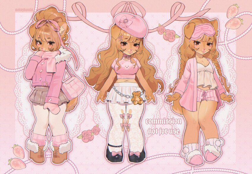 1girl, animal_charm, animal_ears, animal_print, bag, bear_charm, bear_print, belt_charm