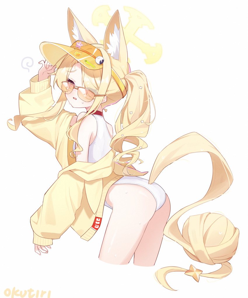 1girl, absurdly_long_tail, absurdres, animal_ear_fluff, animal_ears, arm_up, ass, bare_shoulders