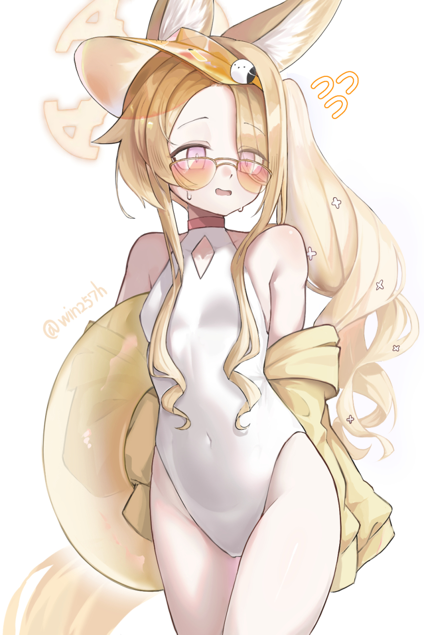 1girl, animal_ear_fluff, animal_ears, bare_shoulders, blonde_hair, blue_archive, breasts, clothing_cutout