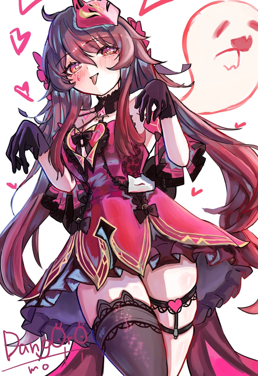 1girl, ;p, absurdres, artist_name, bare_shoulders, black_gloves, black_shoes, black_thighhighs