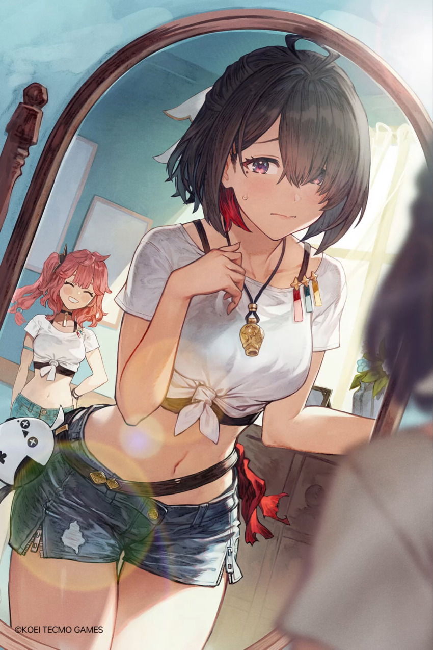 2girls, ^_^, ahoge, atelier_(series), atelier_yumia, bad_source, benitama, blush