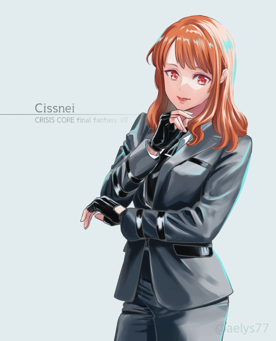 1girl, aelys77, black_gloves, black_jacket, black_necktie, black_pantyhose, black_suit, breasts