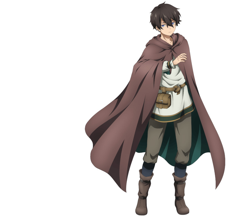 1boy, anime_coloring, belt, belt_pouch, black_hair, blue_eyes, boots, brown_boots