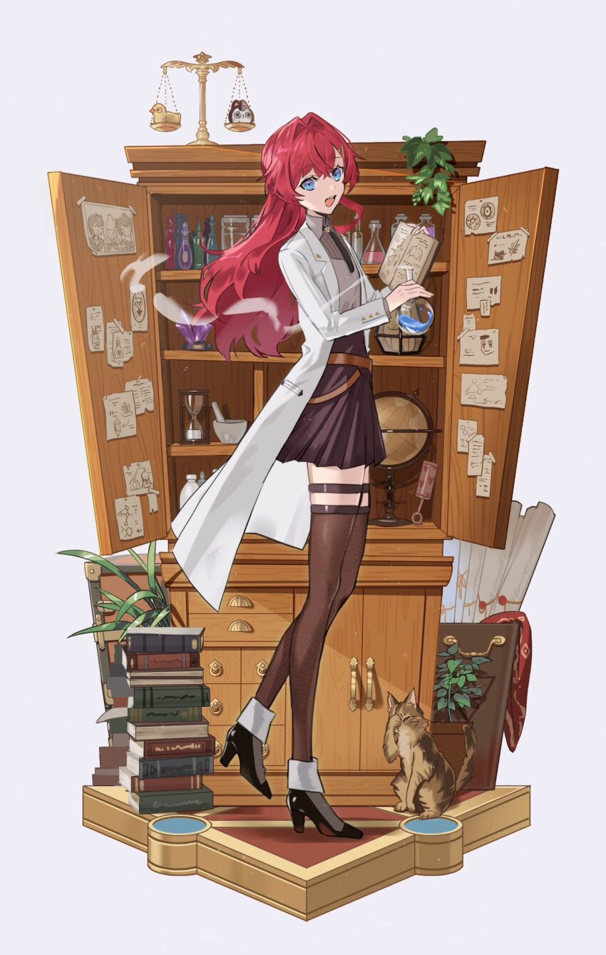 1girl, aio_desu, alchemist, ange_katrina, ange_katrina_(1st_costume), ange_katrina_(lab_coat), balance_scale, banken_(inui_toko)