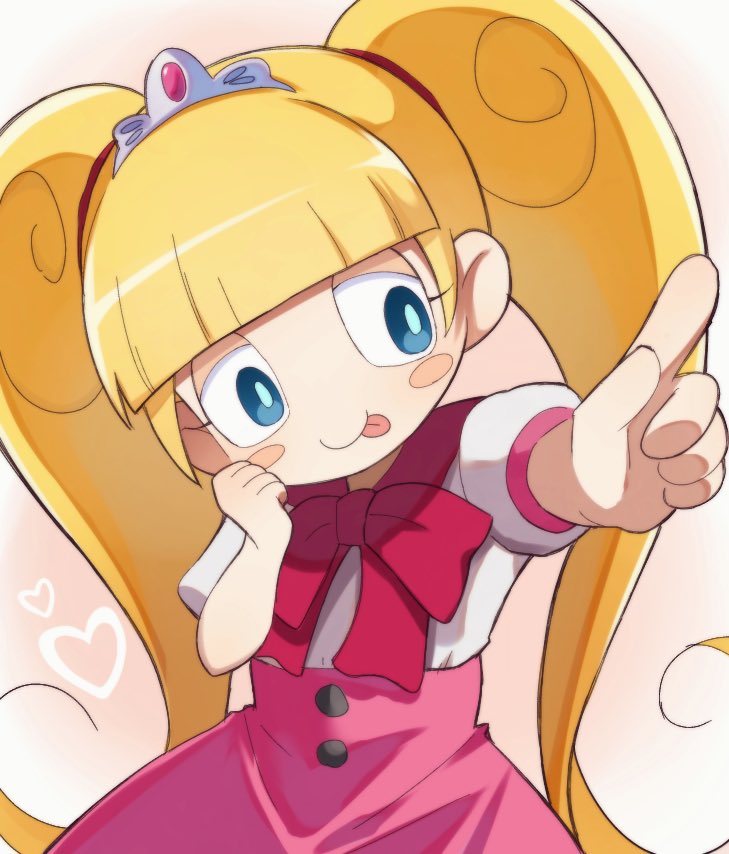 1girl, blonde_hair, blue_eyes, blush_stickers, bow, long_hair, long_sleeves, looking_to_the_side