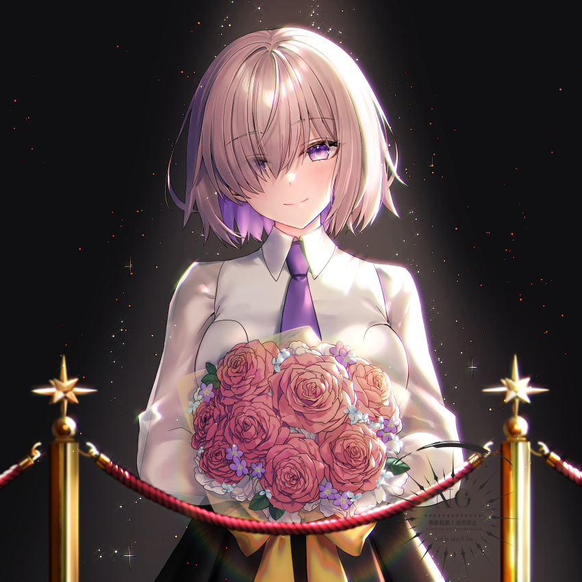 1girl, absurdres, blush, breasts, fate/grand_order, fate_(series), flower, hair_over_one_eye