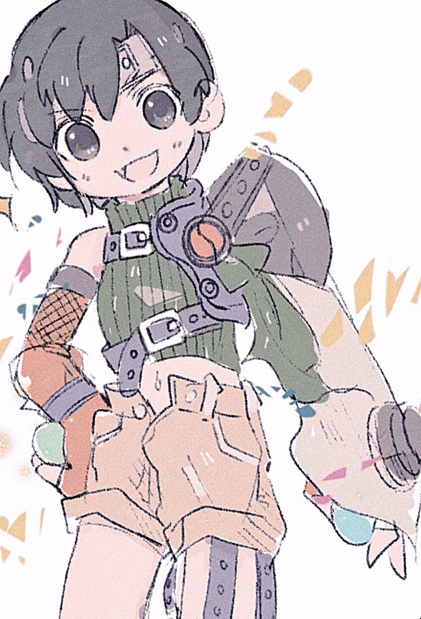 1girl, ankomochi_(tomatoaaa), armor, ball, black_hair, breasts, chest_strap, cowboy_shot