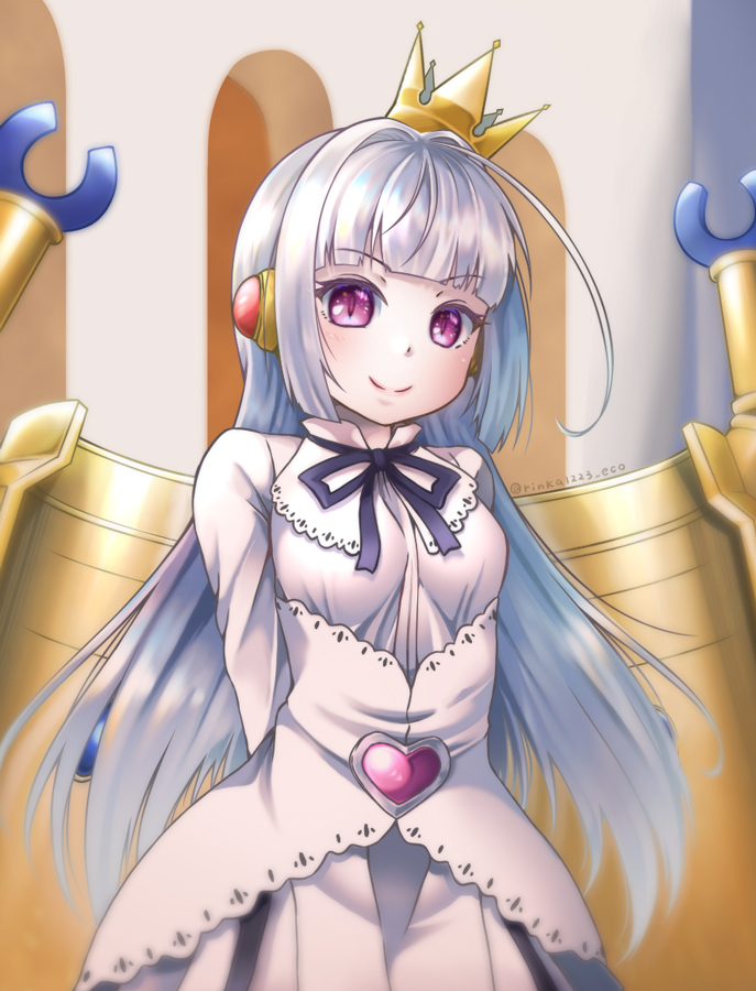 1girl, ahoge, android, black_ribbon, blunt_bangs, breasts, briking_rx1_alma, capelet