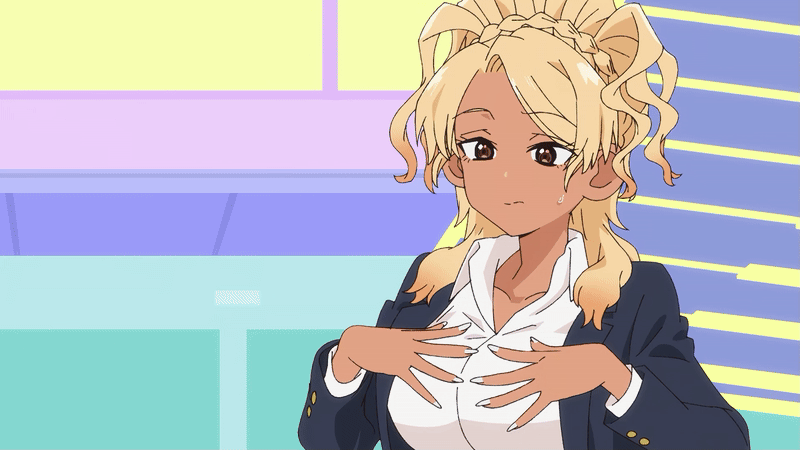 animated, animated_gif, anime_screenshot, blonde_hair, food_court_de_mata_ashita, gyaru, nail_polish, tagme