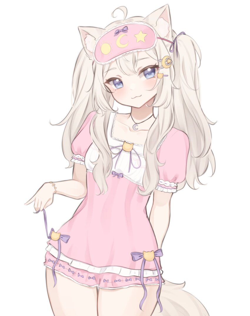 1girl, :3, absurdres, ahoge, animal_ear_fluff, animal_ears, blonde_hair, blue_eyes