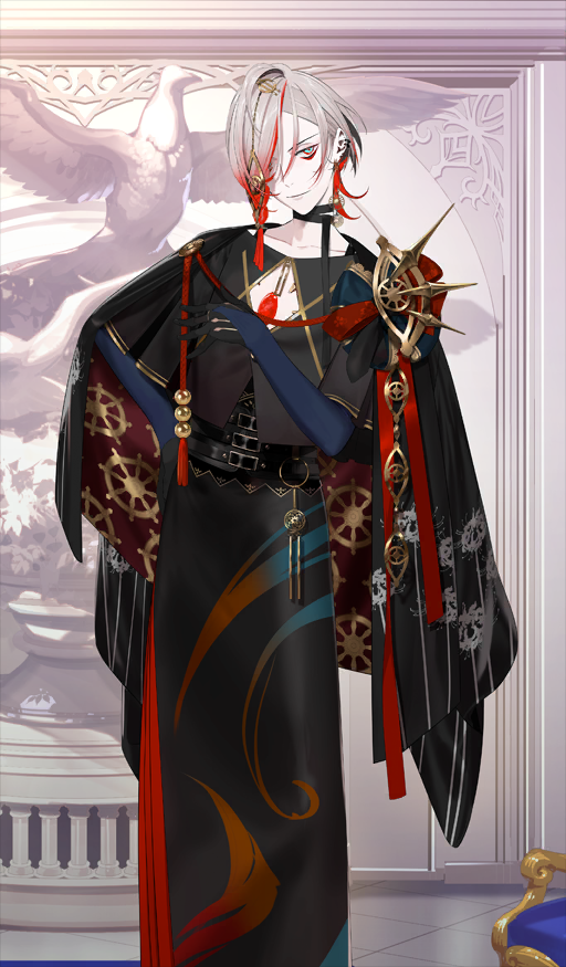 1boy, aqua_eyes, bishounen, black_choker, chest_jewel, choker, closed_mouth, clothing_request