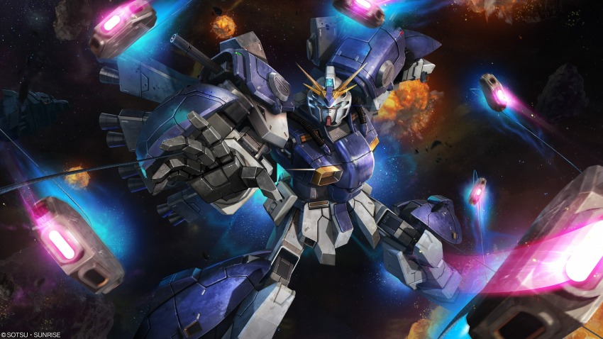 absurdres, battle, cable, company_name, copyright_notice, energy, energy_cannon, explosion