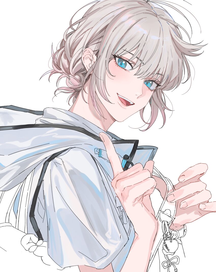 1boy, absurdres, blue_eyes, blush, fate/grand_order, fate_(series), grey_hair, highres