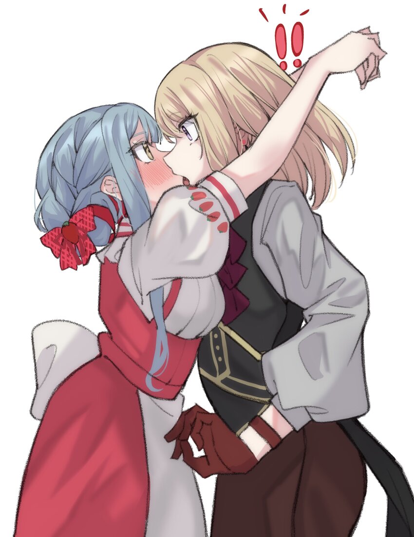 2girls, absurdres, aver_(yumenokessho), bang_dream!, bang_dream!_it's_mygo!!!!!, blonde_hair, blue_hair, blush