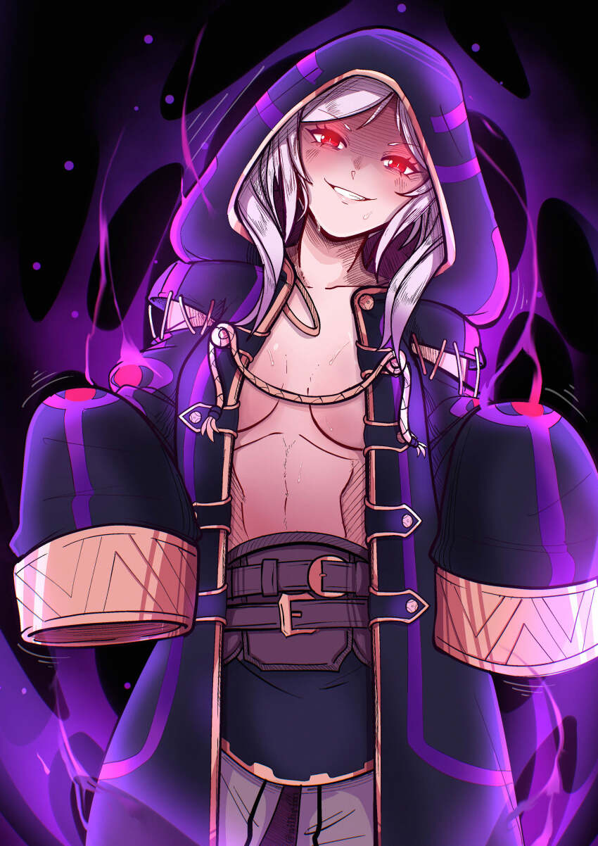 1girl, absurdres, ailheim, aura, breasts, cleavage, corruption, dark_aura