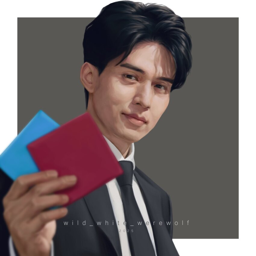 1boy, black_coat, black_eyes, black_hair, black_necktie, black_suit, blurry, blurry_foreground