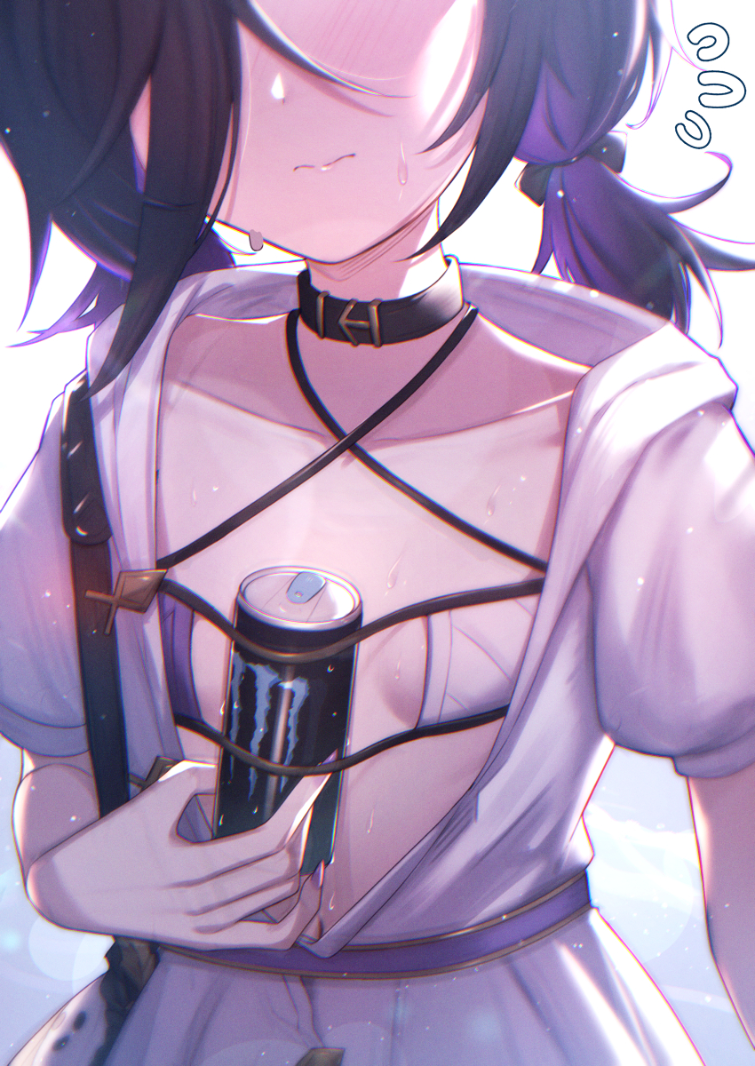 1girl, bikini, black_hair, blush, commentary, eyes_out_of_frame, flat_chest, granblue_fantasy