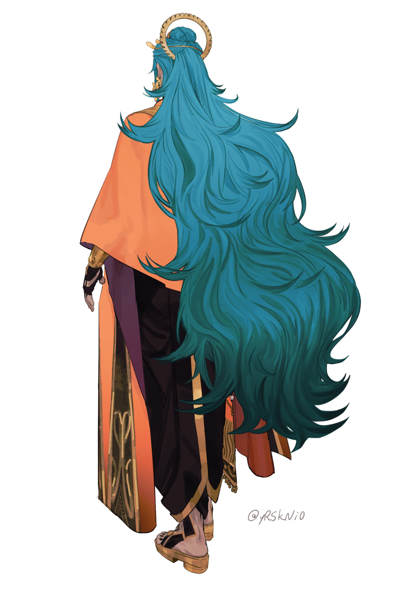 1boy, absurdres, arms_at_sides, artist_name, ashoka_(fate), ashoka_(third_ascension)_(fate), asian_indian_clothes, black_gloves