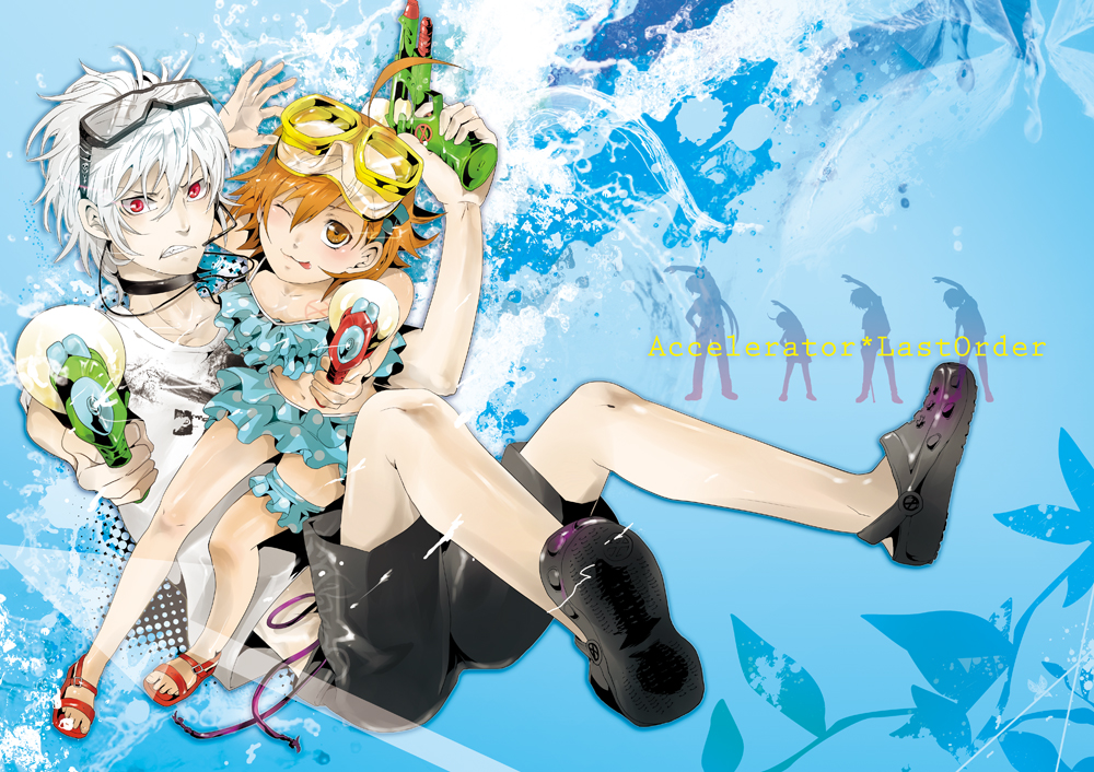 accelerator_(toaru_majutsu_no_index), ahoge, albino, bad_id, bad_pixiv_id, brown_hair, choker, goggles