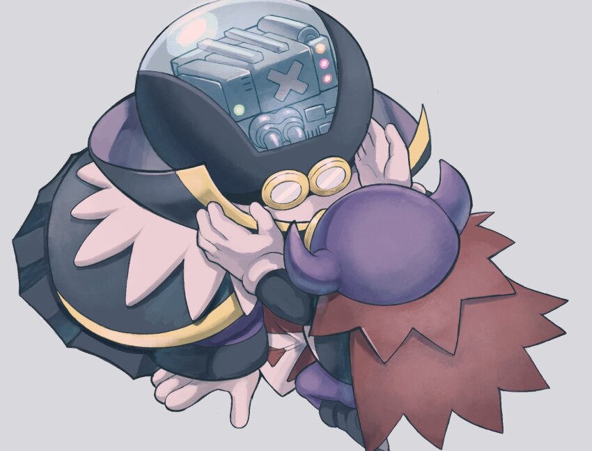 2boys, black_cape, cape, commshoo, gloves, high_collar, highres, lord_crump