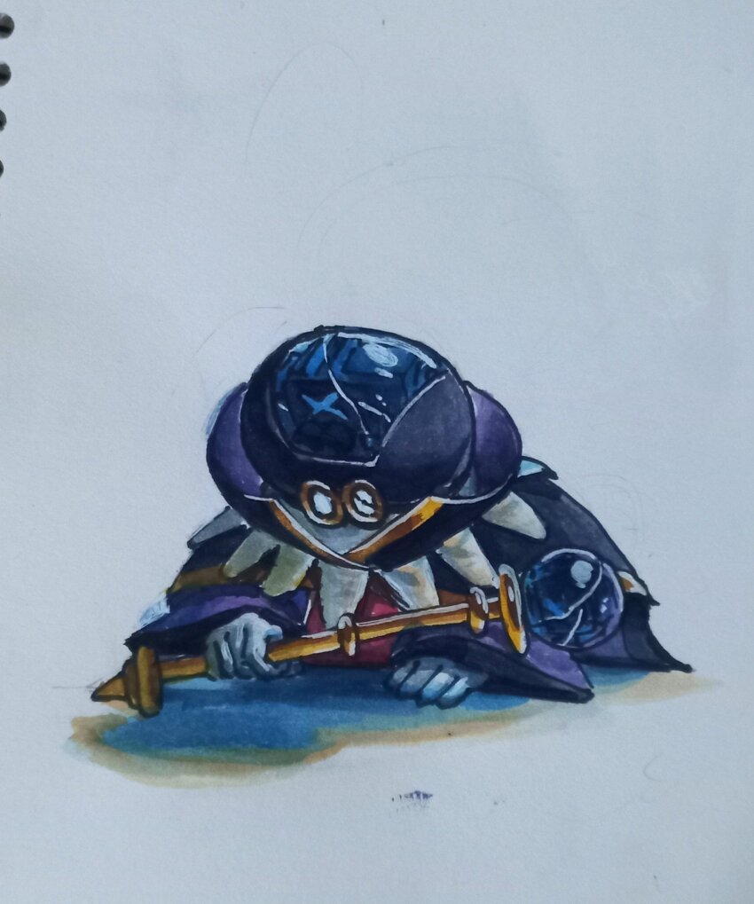 1boy, gloves, highres, holding, holding_scepter, mario_(series), nintendo, paper_mario, paper_mario:_the_thousand-year_door, photoshop_(medium), round_teeth, scepter, seupeu2436, sir_grodus, solo, teeth, white_background, white_gloves