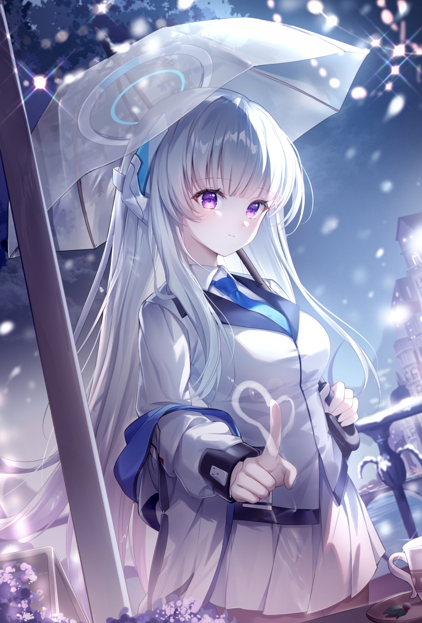 1girl, absurdres, black_pantyhose, blue_archive, blue_necktie, breasts, closed_mouth, collared_suit