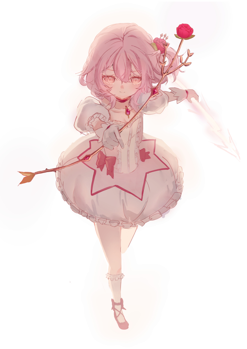 1girl, absurdres, arrow_(projectile), bow_(weapon), cosplay, dress, full_body, highres