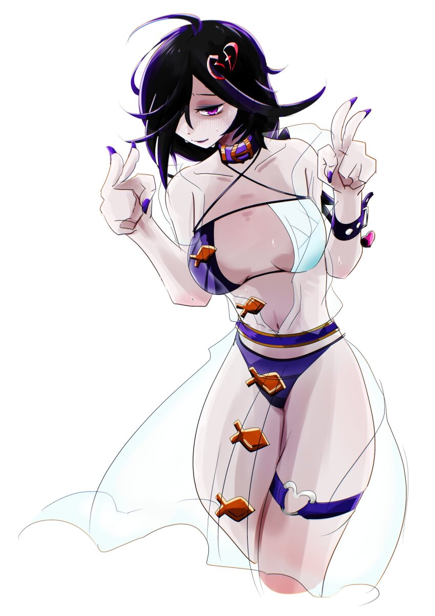 1girl, bikini, breasts, choker, granblue_fantasy, hair_ornament, highres, lich_(granblue_fantasy)