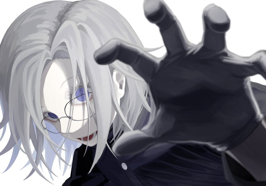 1boy, aestro_111, aotsuki_eito, black_gloves, blurry, blurry_foreground, close-up, commentary