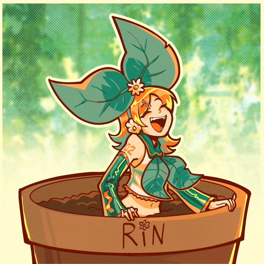 1girl, ^_^, bare_shoulders, blonde_hair, bow, breasts, character_name, closed_eyes