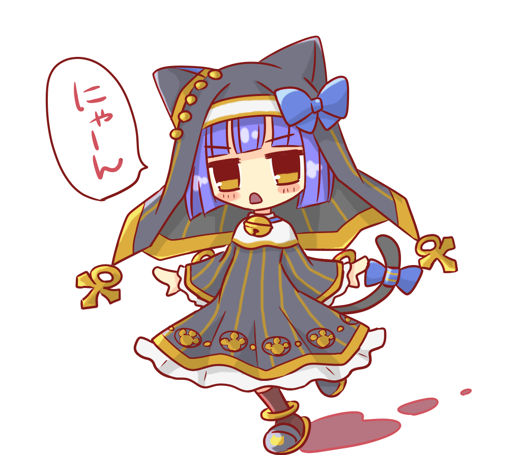 1girl, animal_ear_headwear, ankh, bastet_lore, bell, black_dress, black_hat, black_socks