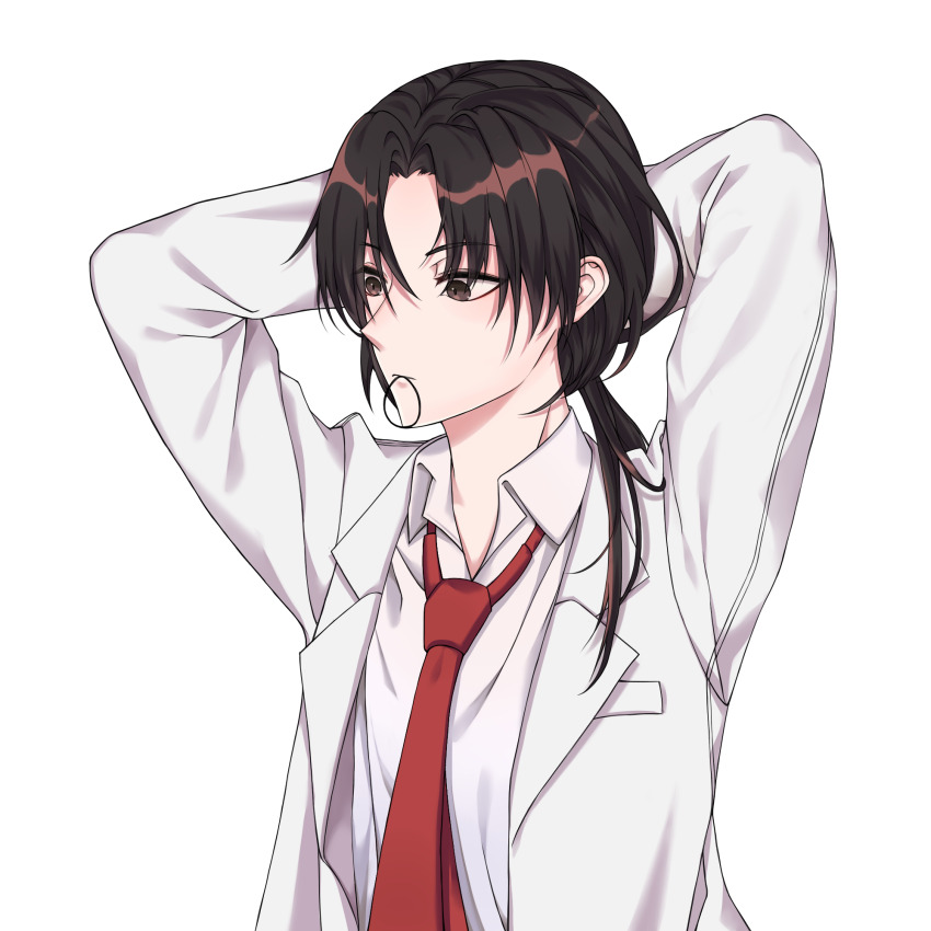 1boy, adjusting_hair, ash_(pixiv42587695), black_hair, coat, highres, kaii_shoukougun, kirisaki_shouta