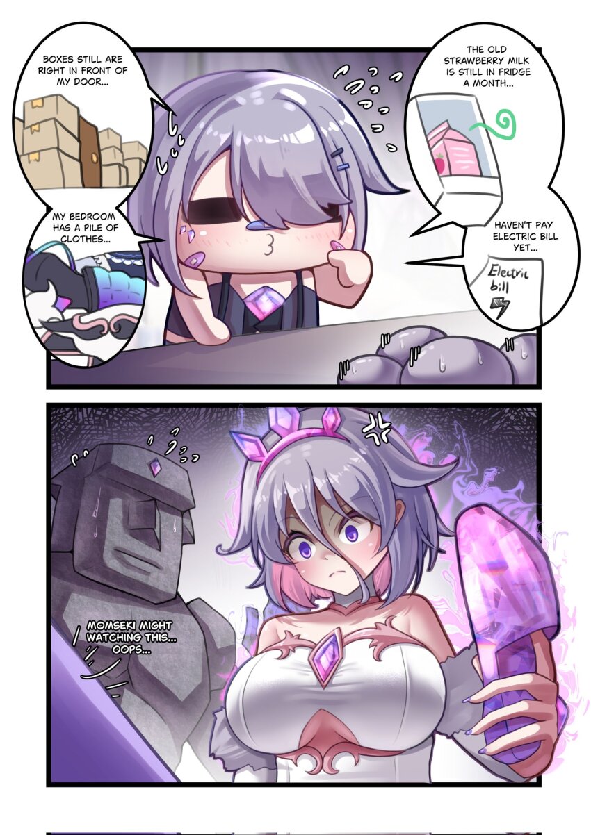 anger_vein, bandaid, bandaid_on_cheek, bandaid_on_face, bandaid_on_nose, breasts, chest_jewel, colored_inner_hair