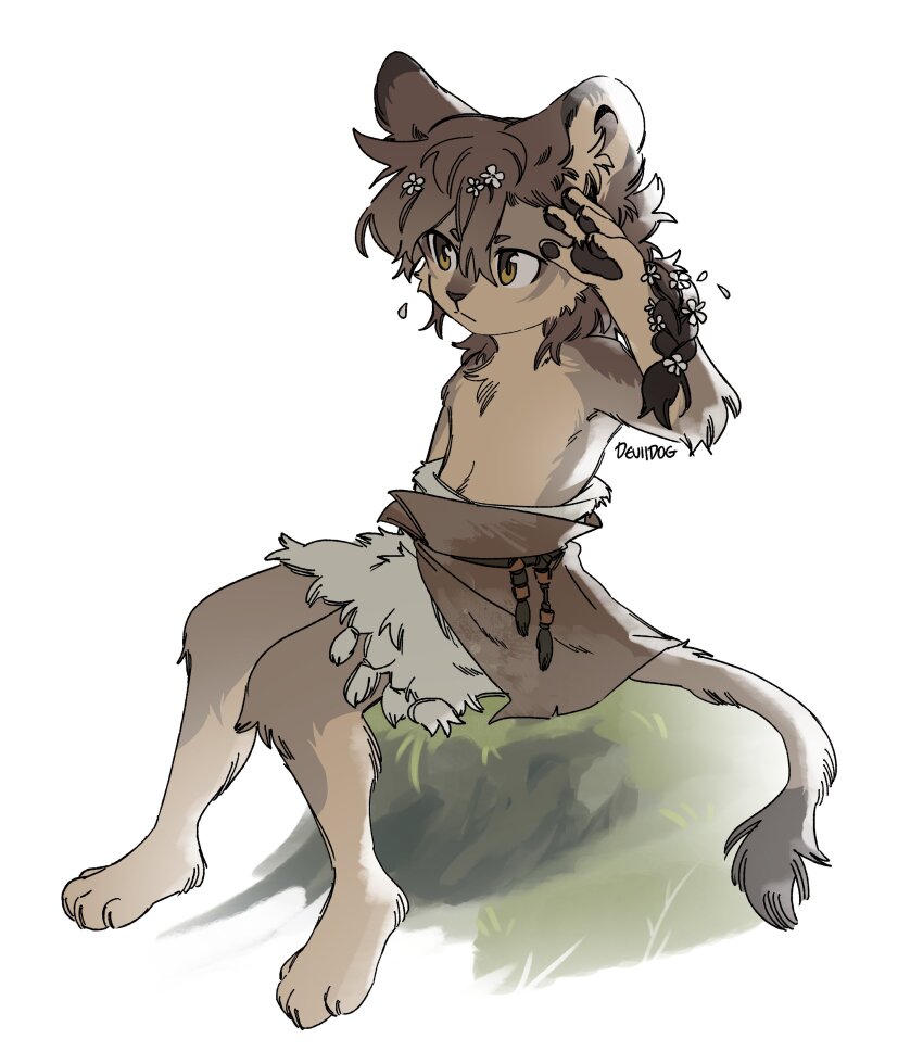 1boy, absurdres, animal_hands, body_fur, borrowed_character, brown_eyes, brown_fur, brown_hair