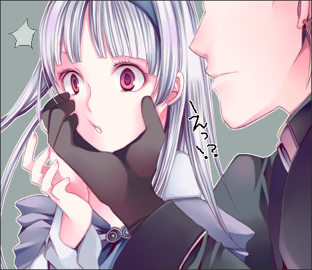 1boy, 1girl, ari_(pixiv), gensou_suikoden, gensou_suikoden_ii, gloves, hairband, kahn_marley