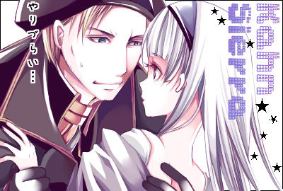 1boy, 1girl, ari_(pixiv), beret, blonde_hair, blue_eyes, coat, gensou_suikoden