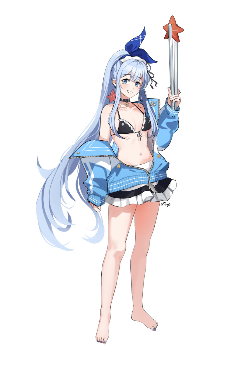 aegis_(nikke), anchor_(innocent_maid)_(nikke), anchor_(nikke), bikini, blue_jacket, goddess_of_victory:_nikke, hair_ornament, highres