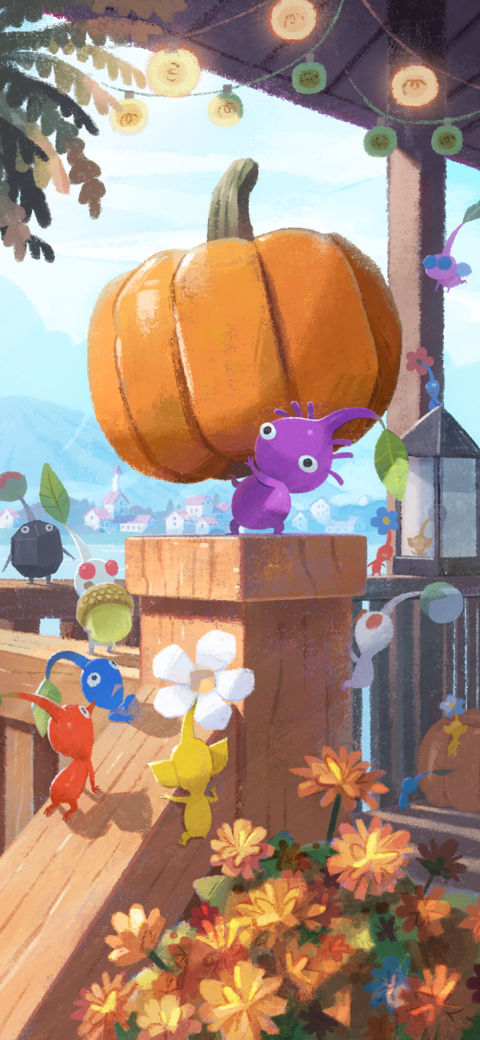 acorn, all_fours, amelicart, black_eyes, black_skin, blue_eyes, blue_pikmin, blue_skin