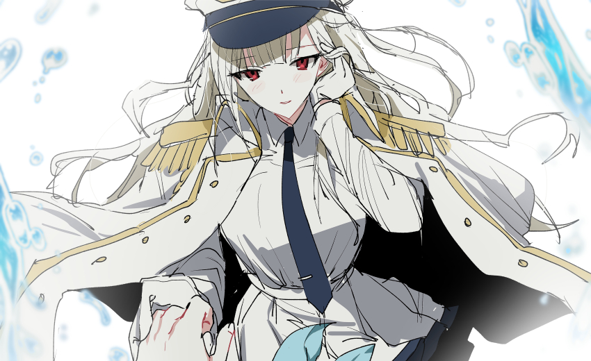 1girl, absurdres, aquarium_wa_odoranai, blush, epaulettes, gloves, hat, highres