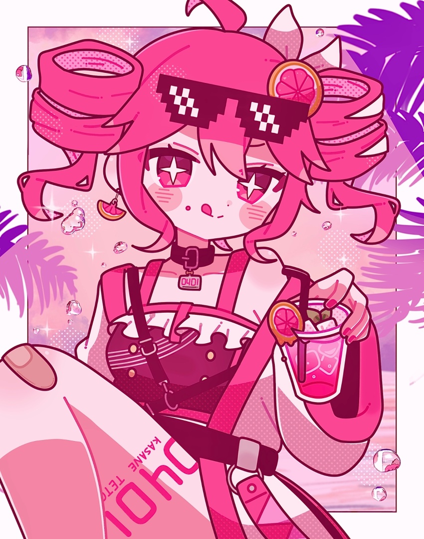 +_+, 1girl, ahoge, bandaid, bandaid_on_knee, bandaid_on_leg, bikini, black_bikini