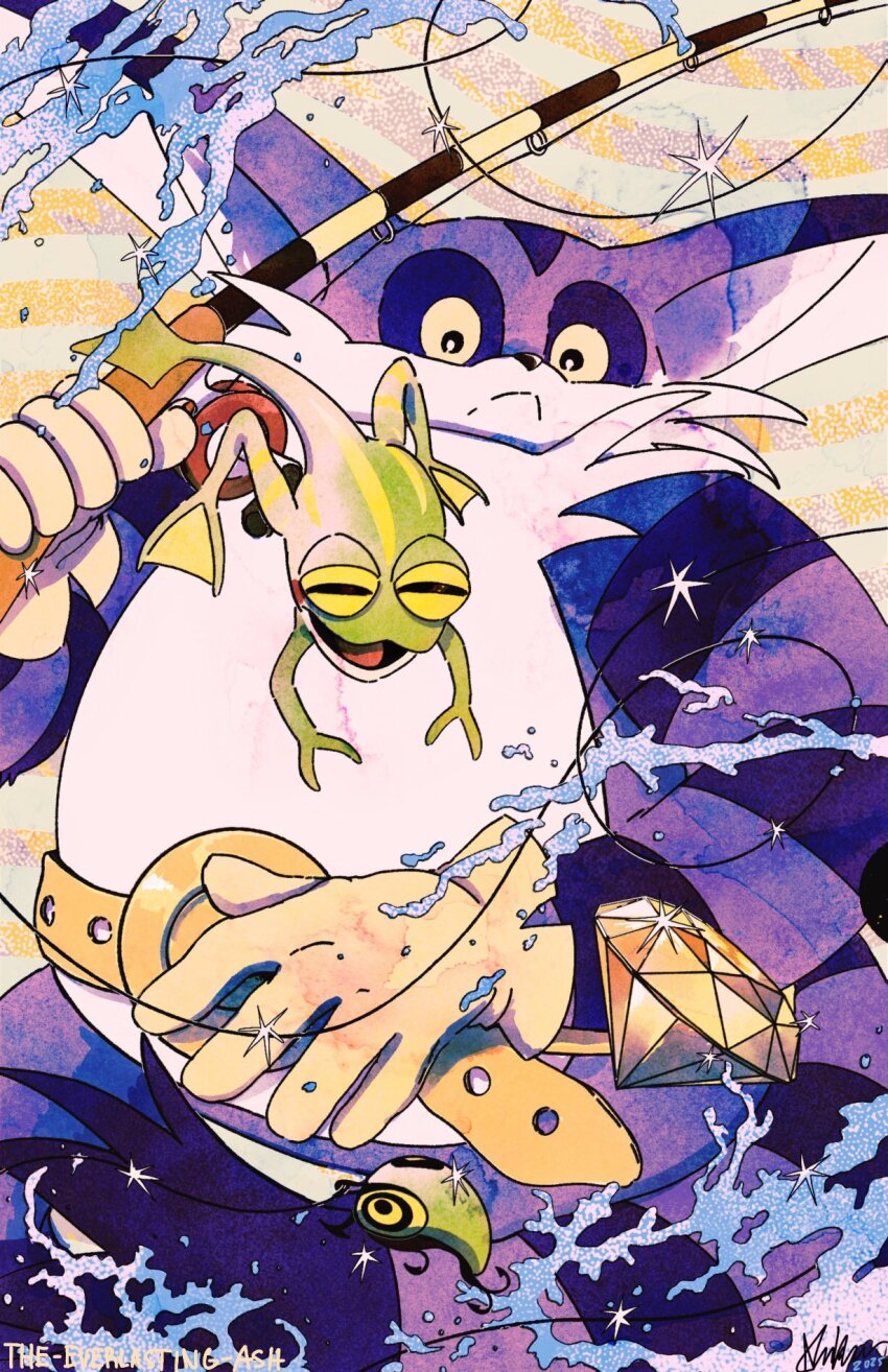 1boy, animal_ears, artist_name, belly, big_the_cat, cat_boy, cat_ears, closed_mouth