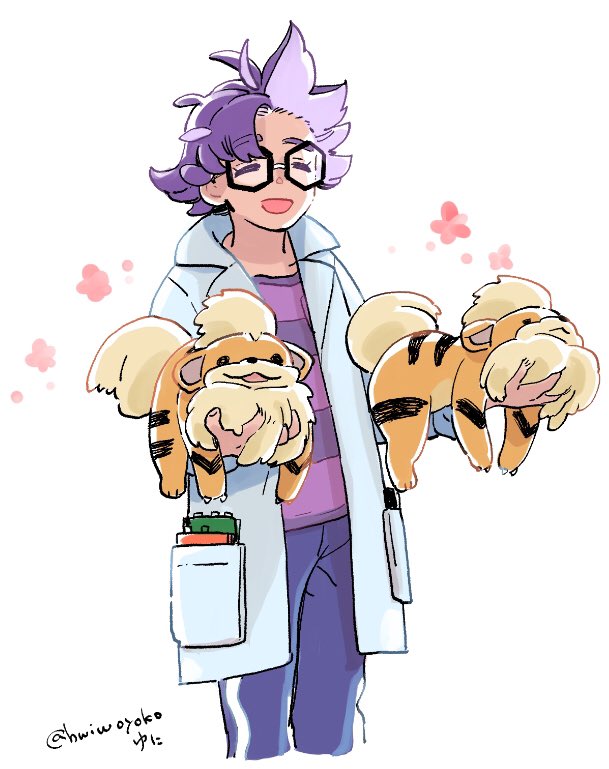 1boy, ^_^, arms_up, black-framed_eyewear, blue_pants, closed_eyes, coat, commentary_request