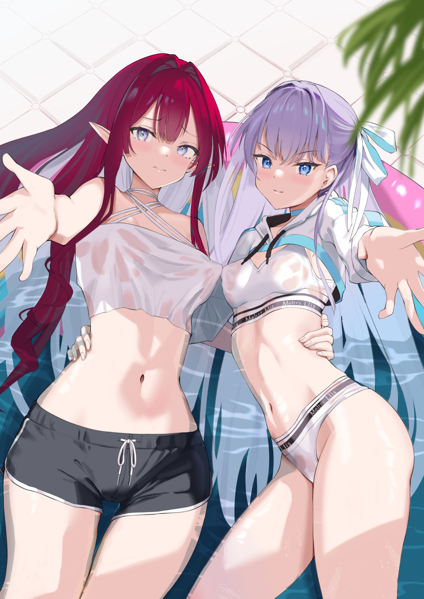 2girls, absurdres, baobhan_sith_(fate), blue_eyes, blush, breasts, fate/grand_order, fate_(series)