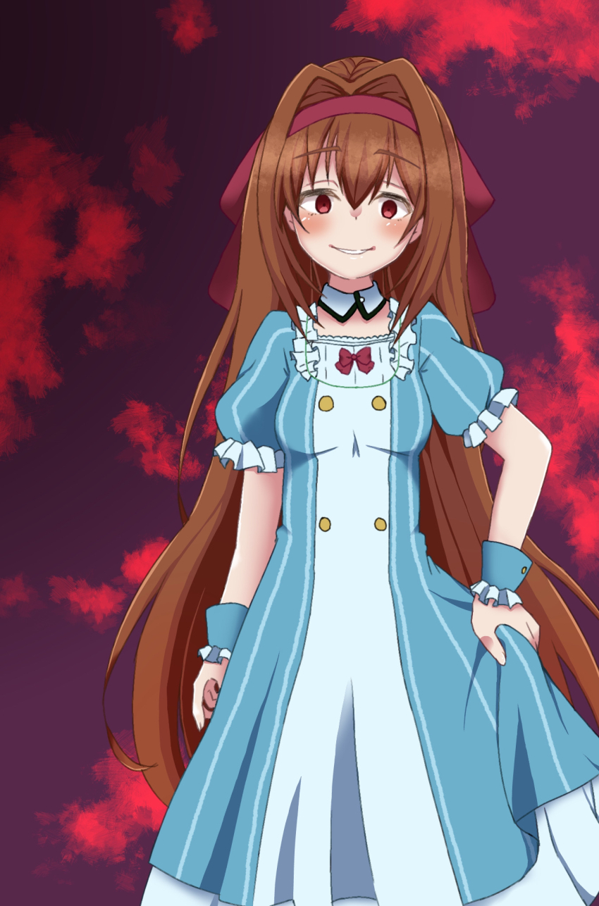 1girl, breasts, brown_hair, cleavage, highres, kaifuku_jutsushi_no_yarinaoshi_~sokushi_mahou_to_skill_copy_no_chouetsu_heal~, keara_(kaiyari), long_hair