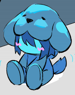 1other, animal_ears, blue_hair, blue_skin, blush, colored_skin, commentary, deltarune