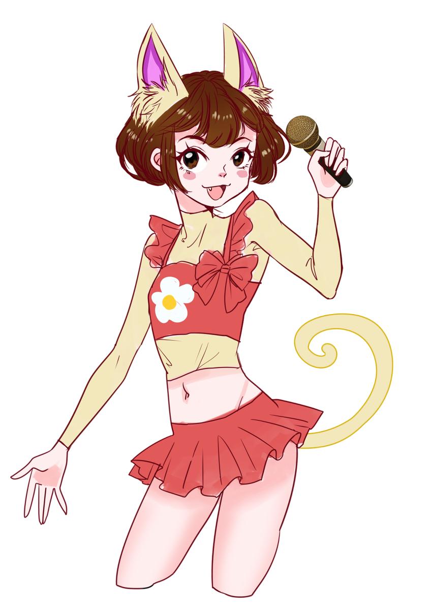 1girl, absurdres, animal_crossing, blush_stickers, brown_eyes, brown_hair, cat_girl, highres