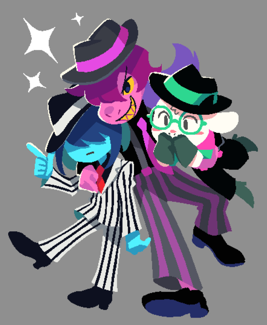 1boy, 1girl, 1other, black_hat, black_shoes, blue_skin, boots, colored_skin