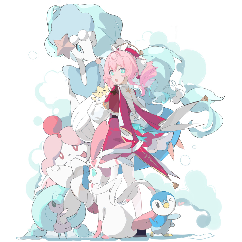 >_o, 1girl, :d, absurdres, aqua_eyes, aqua_hair, bird, blue_eyes